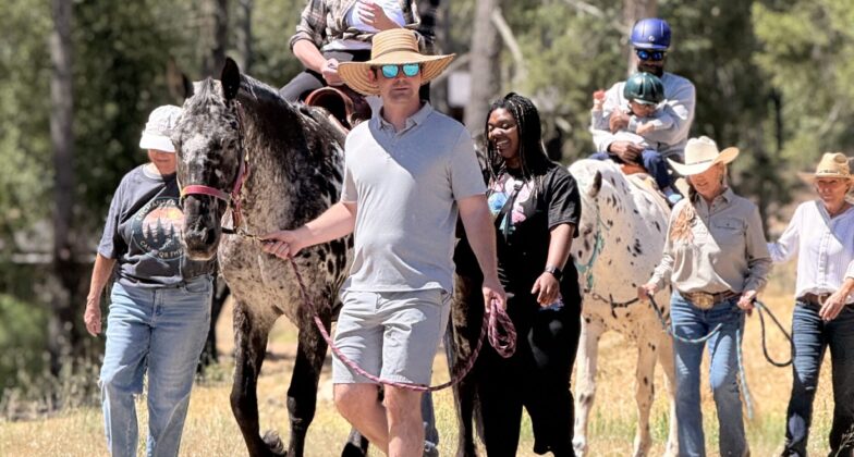 counselors guiding horse